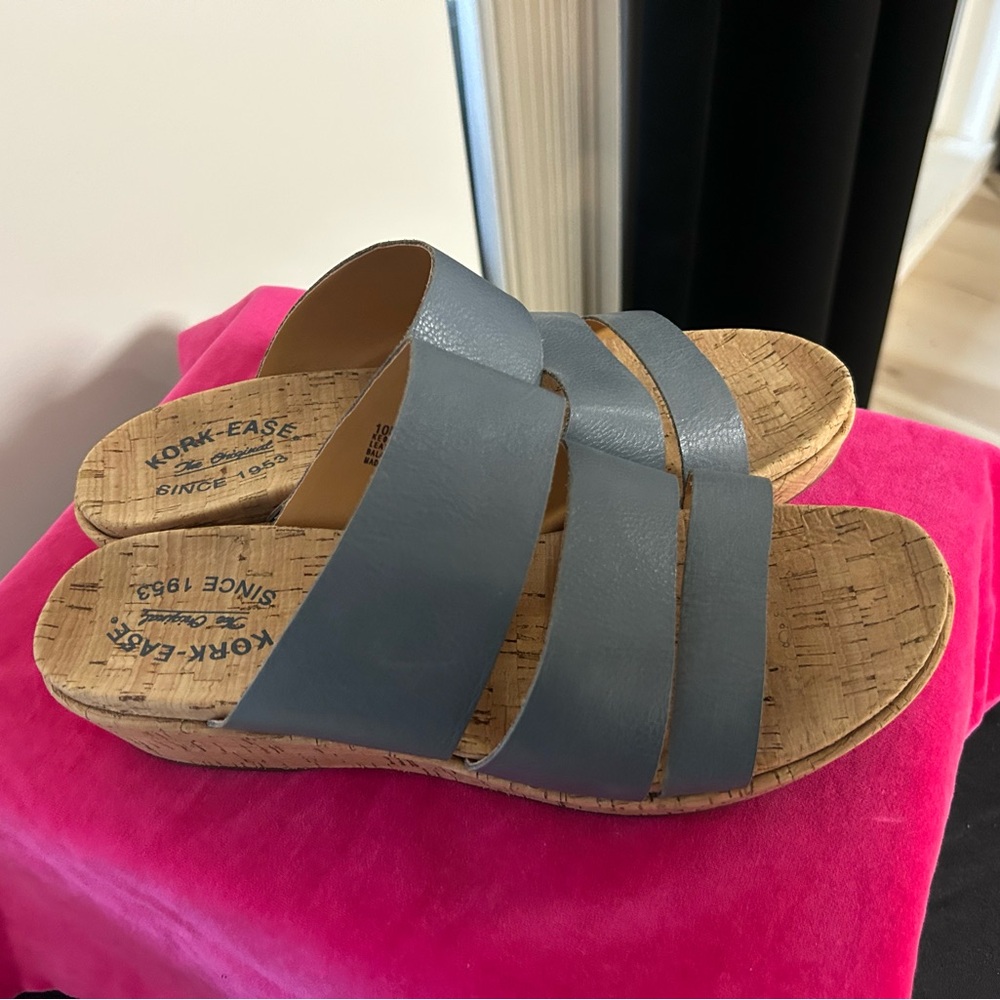 Kork-Ease Blue Sandals with Cork Sole